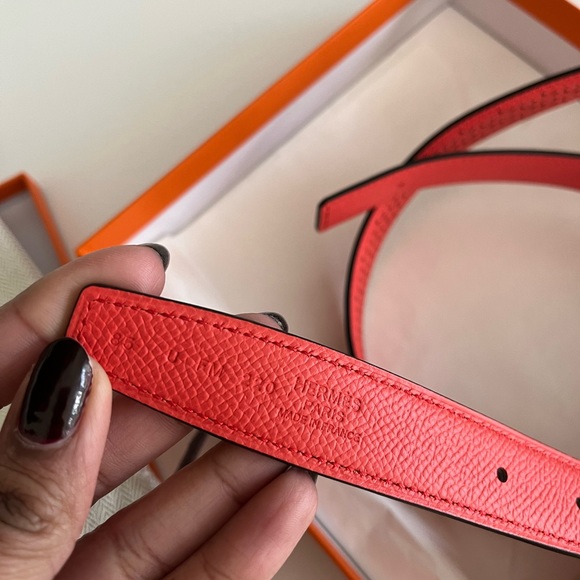 Hermes Reversible Belt - New, Never Worn Orange and Rose Jaipur - Picture 10 of 13
